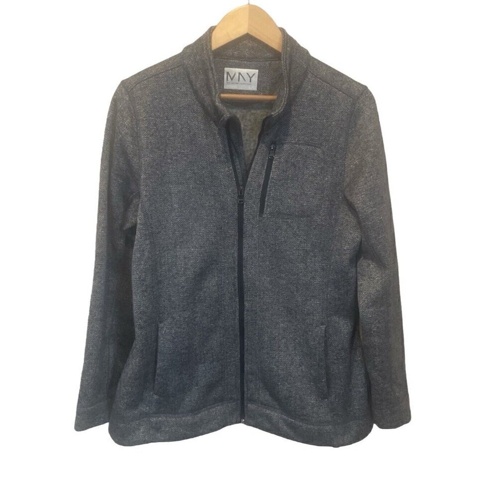 Marc New York Andrew Marc Womens Large Gray Full Zip Fleece Jacket Pockets